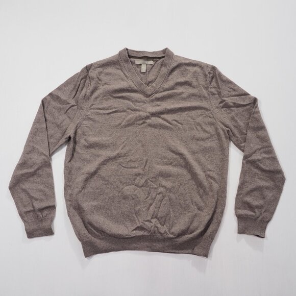 Nordstrom Sweater Mens Large Beige V Neck Extra Fine Merino Wool Pullover Knit - Picture 8 of 8